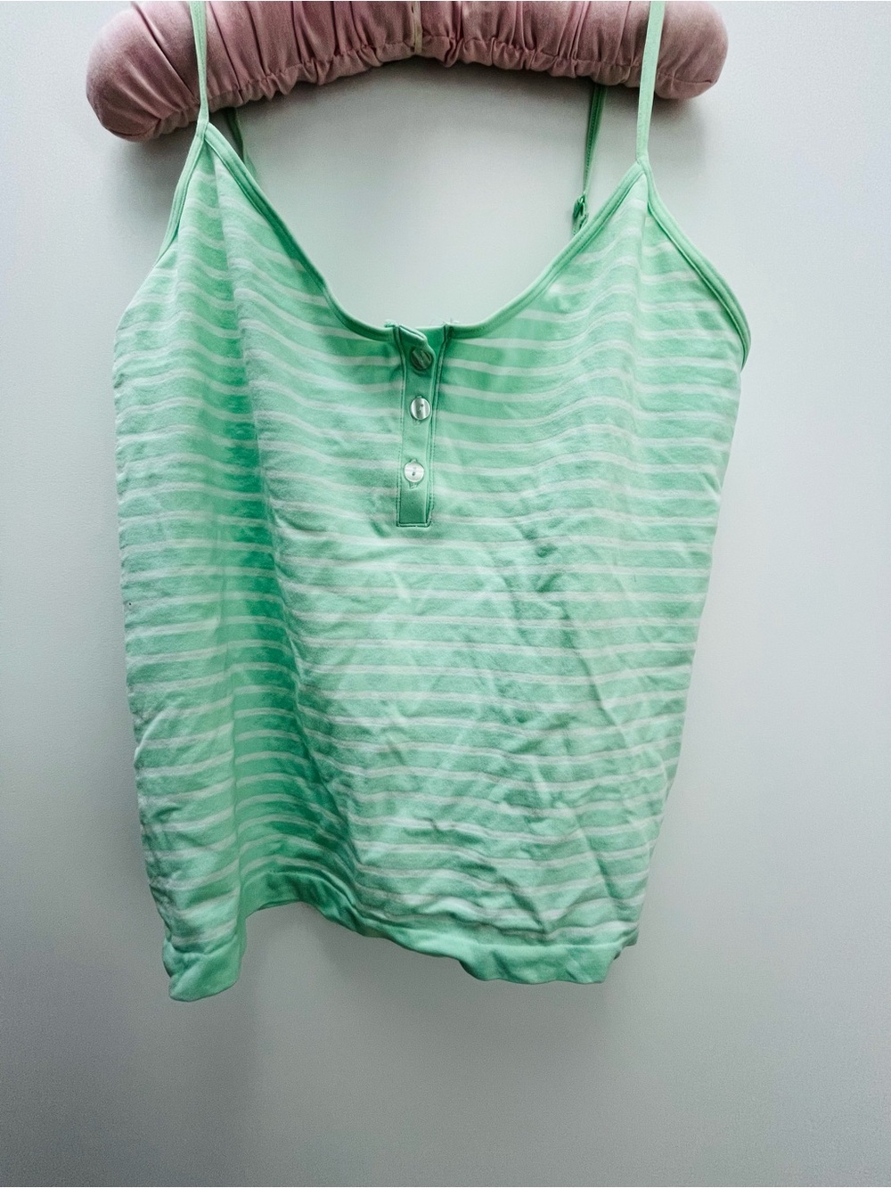 Green Striped Button-Front Tank NEVER WORN